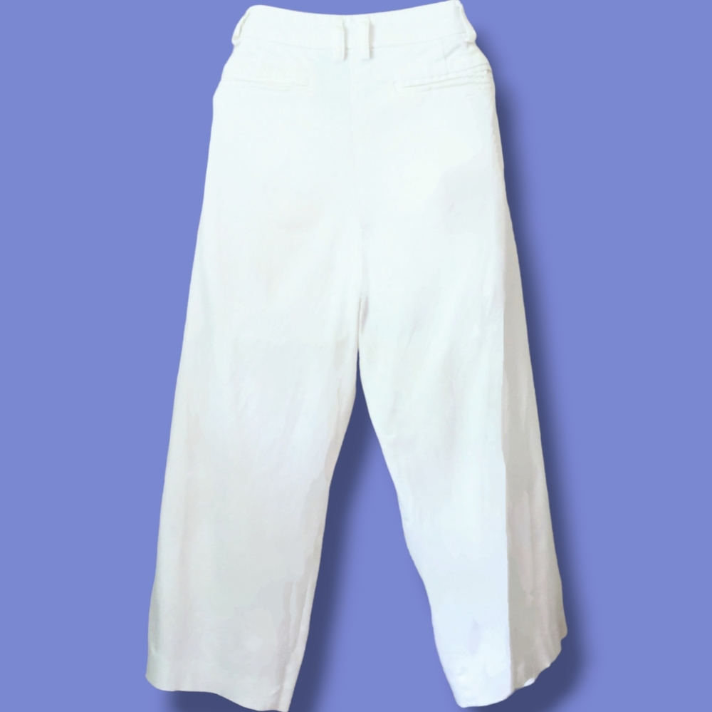 💗 Lightweight & Soft! Strait, Wide Leg Capri Pants in White - Picture 3 of 13